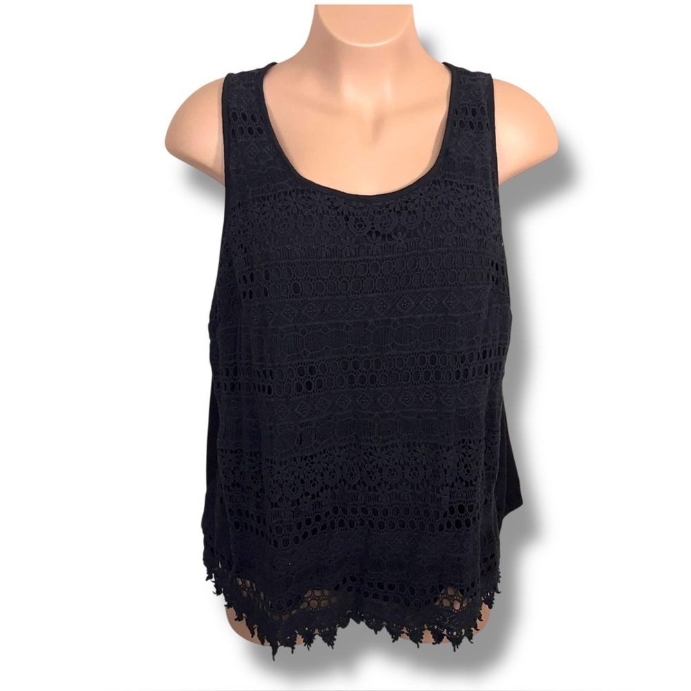 4x Ava And Viv Black Lace Top Embroidered Overlay Boho Goth Sleeveless Stretch